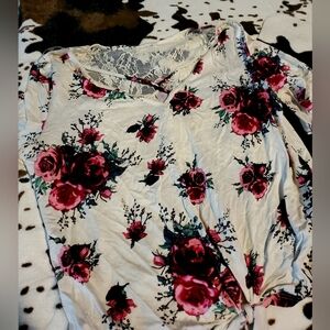 No Boundaries Floral Lace Blouse - Pink and Cream